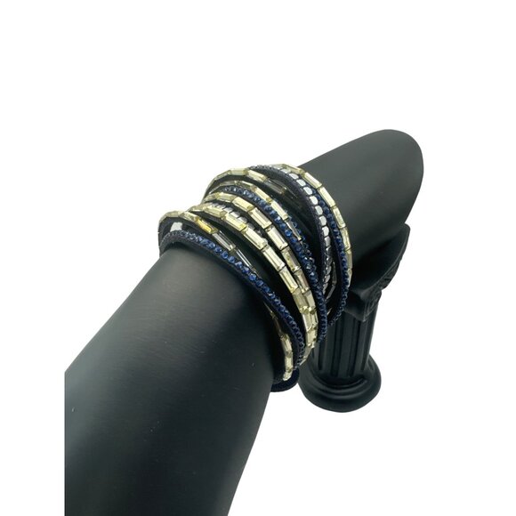 Bohemian Multi-Layer Wrap Bracelet With Crystals & Silver Accents - Picture 2 of 5